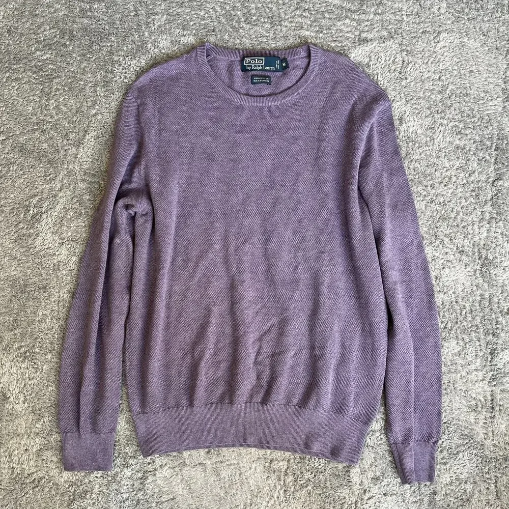 Polo Ralph Lauren Purple Preppy Pullover Crewneck Sweater Men's Size Medium